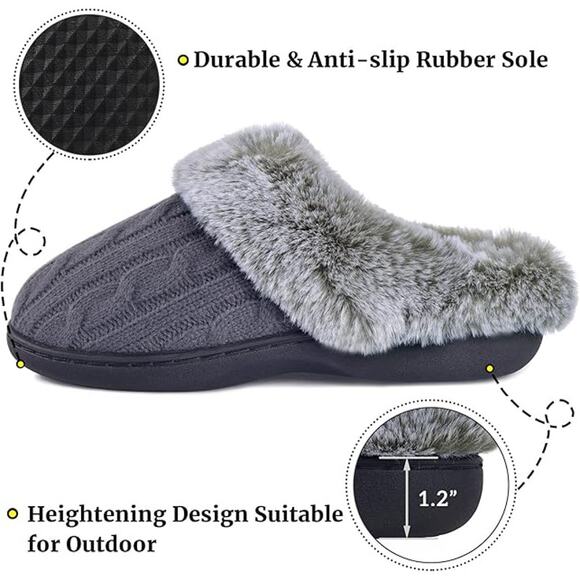 Parlovable Women's Fuzzy House Slippers Warm Soft Memory Foam Bedroom Shoes - Picture 3 of 5